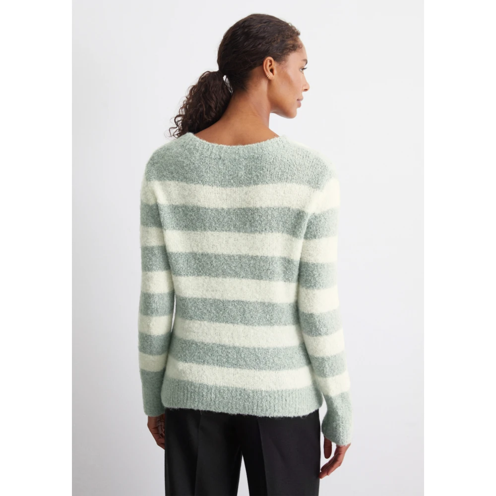 Marc O'Polo Gestreepte bouclé trui Green Dames