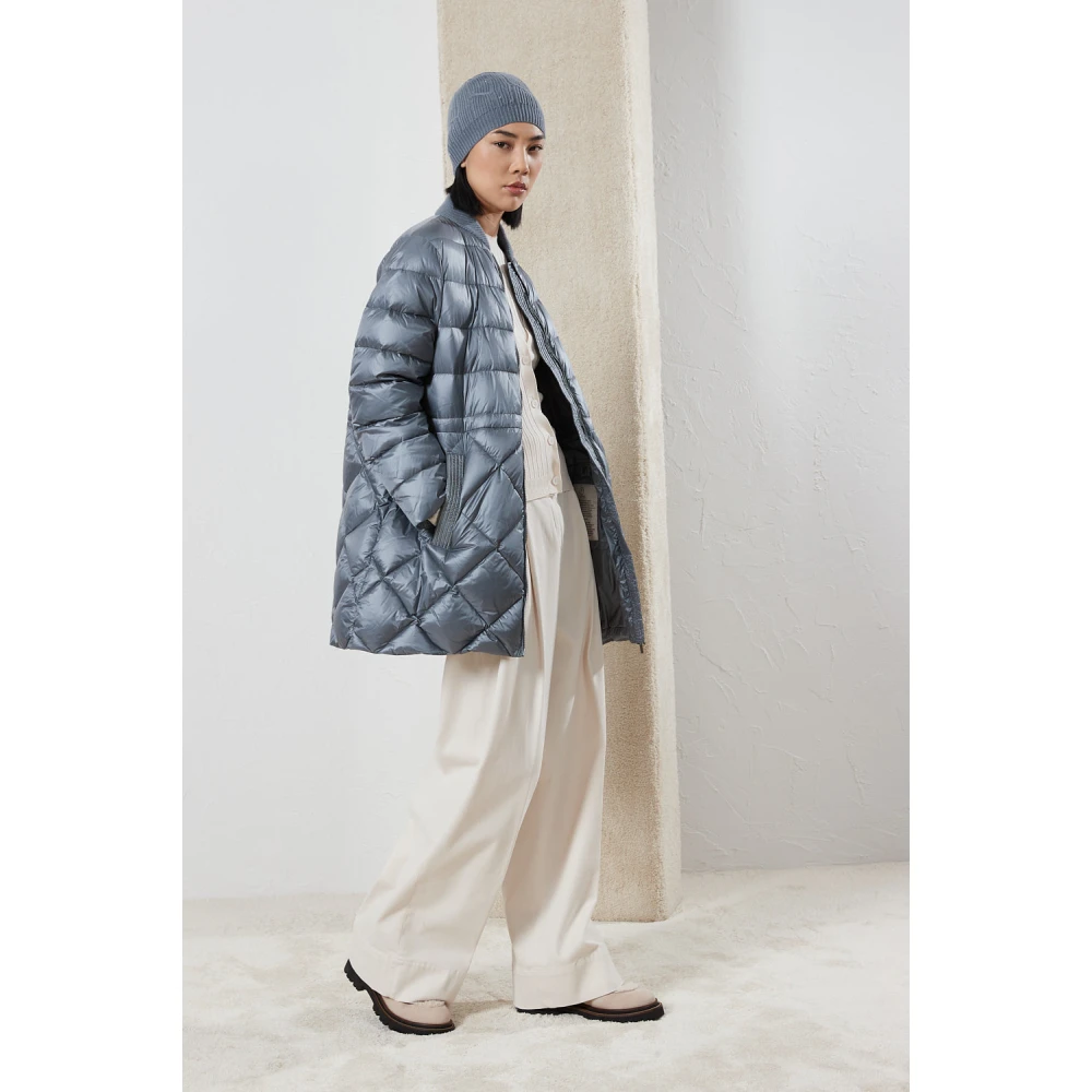 PESERICO Katoenen gabardine palazzo broek White Dames