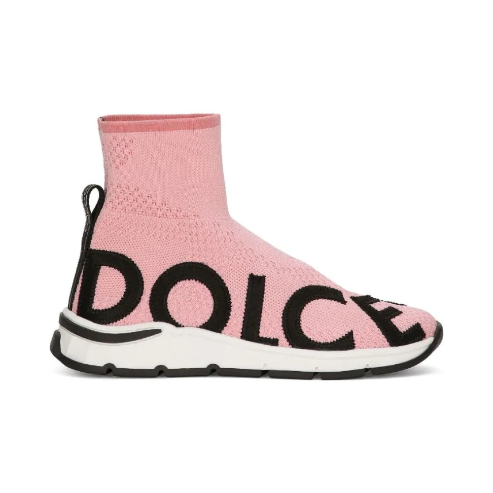 Dolce & Gabbana Girls Pink Kids Sneakers, 30 Eu, Kids Trainers With Branded Tape Pull-Tab