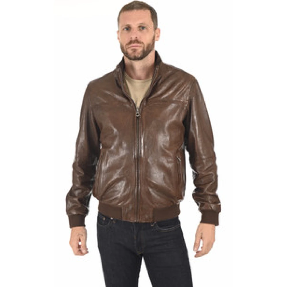 La Canadienne Bruin leren herenjack eco-vriendelijk Brown Heren