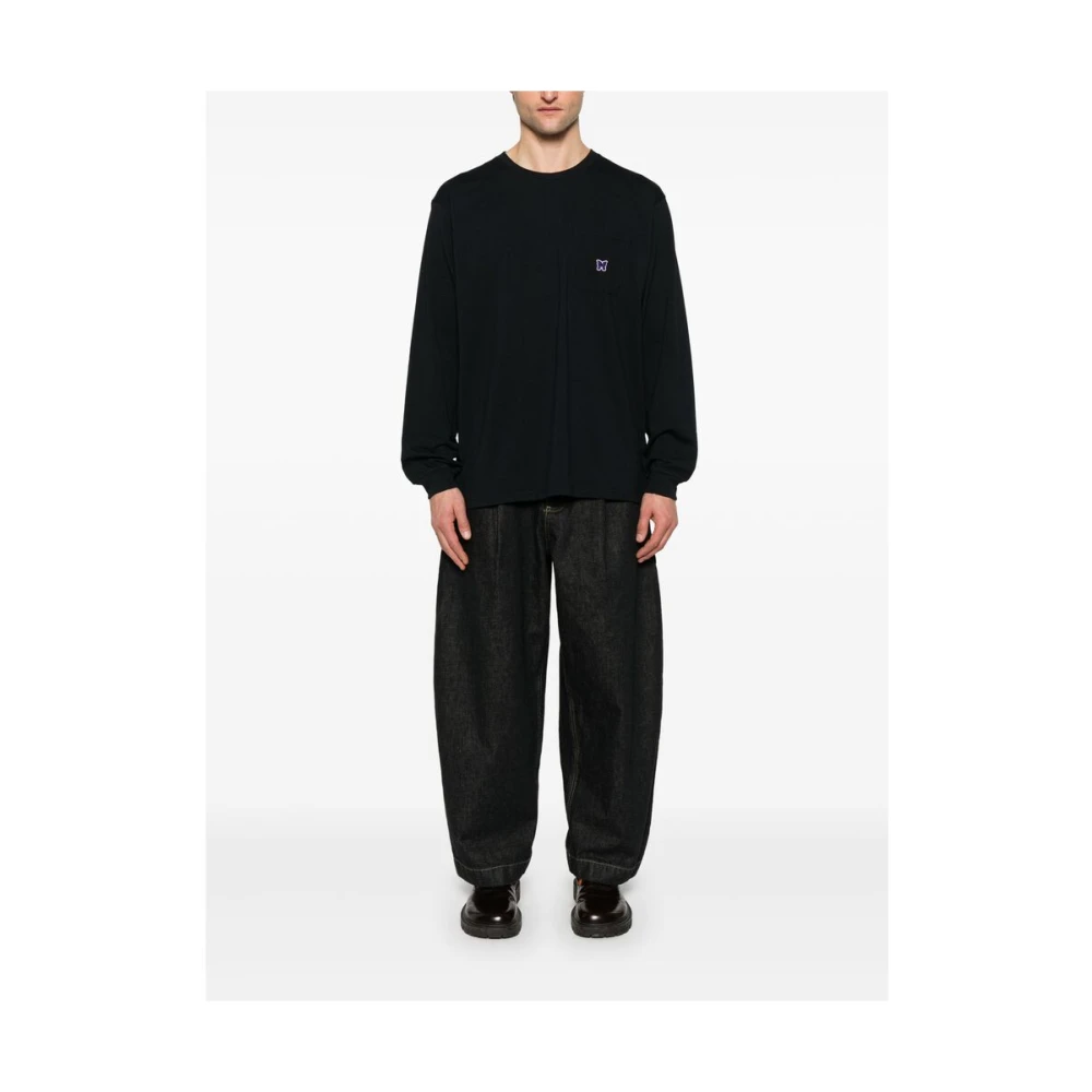Needles Zwarte Crew Neck Sweater met Zak Black Heren