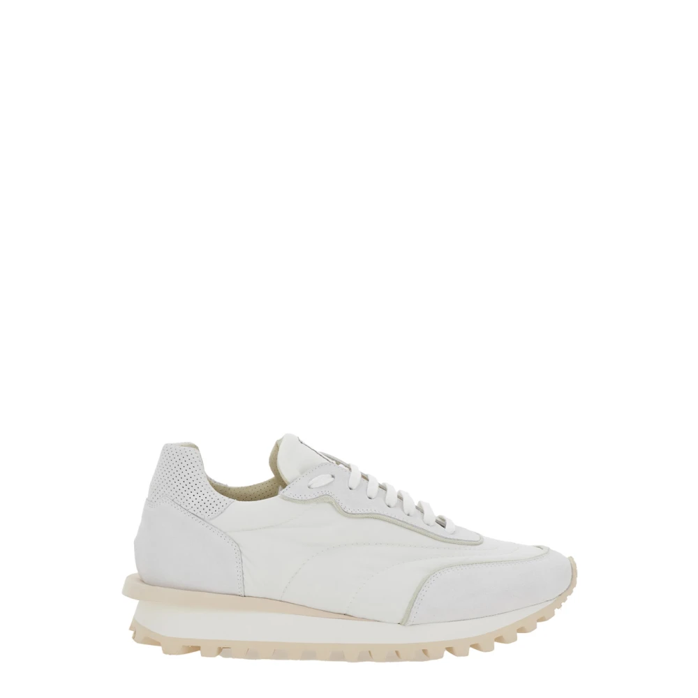 Eleventy Witte Logo Sneakers in Suède en Tech Stofmix White Heren