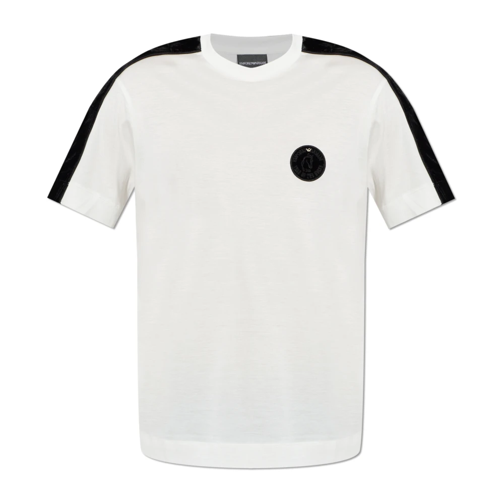 Emporio Armani Mannelijk Wit T-Shirt Met Logopatch