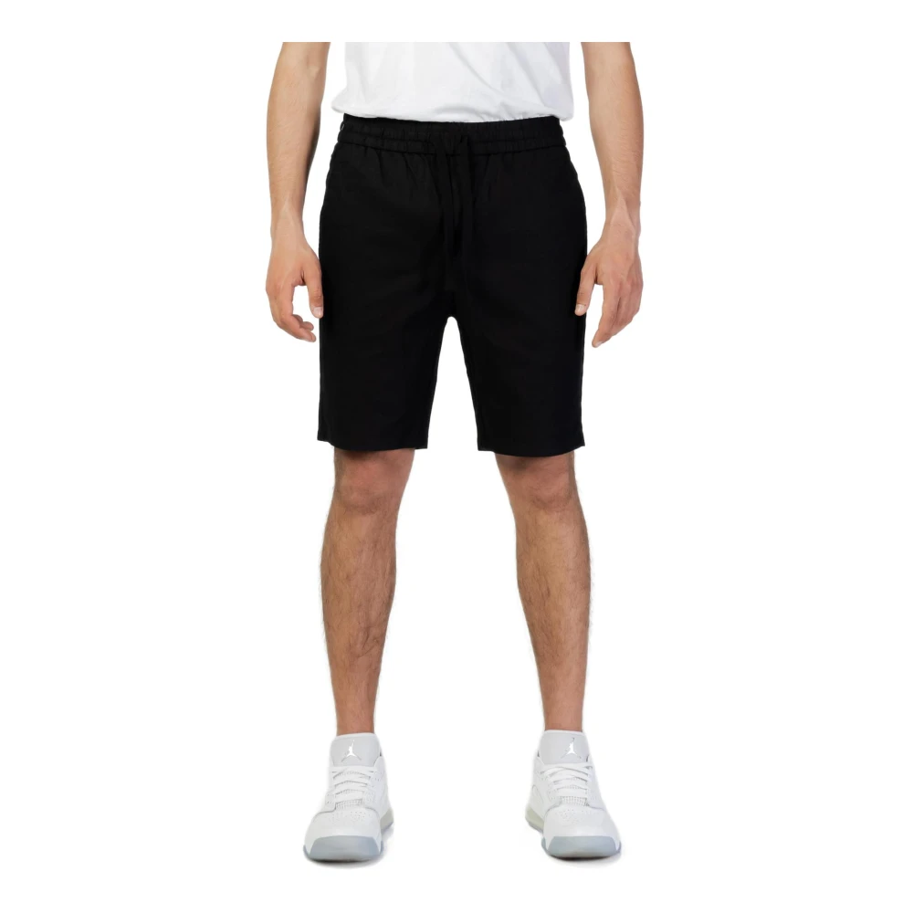 Only & Sons Svarta bomull-linne shorts Black, Herr