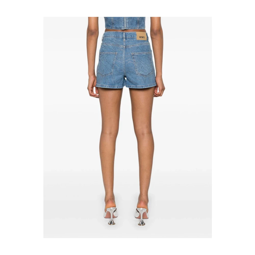 Rotate Birger Christensen Blauwe denim shorts met riemlussen Blue Dames