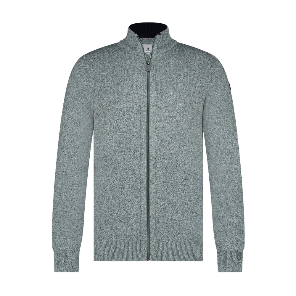 State of Art Effen Gebreide Vest Cardigan Blue Heren