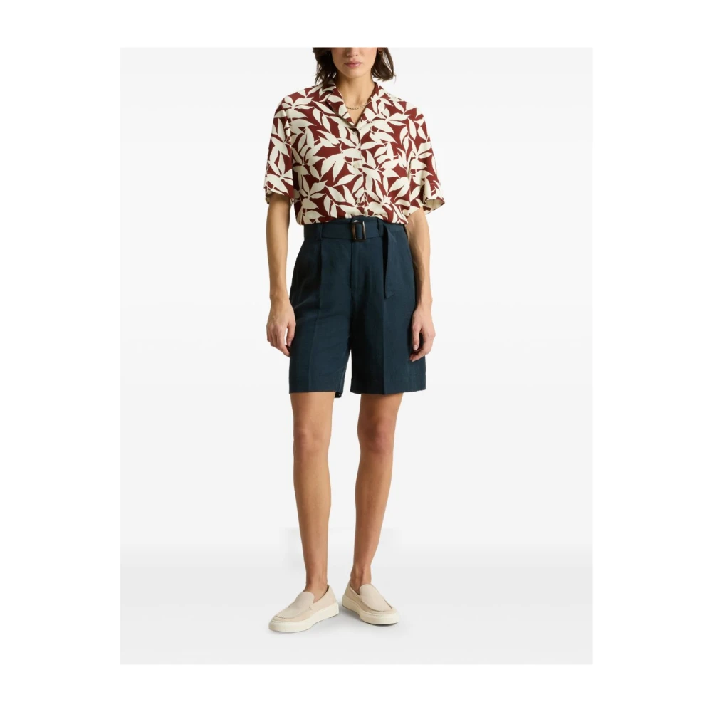 Woolrich Blauwe Linnen Shorts voor Vrouwen Blue Dames