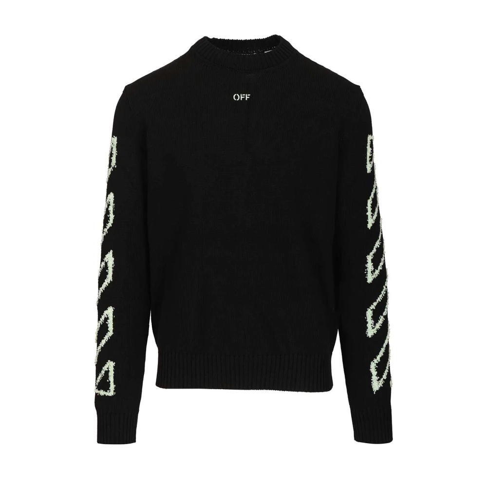 Off White Black 3D Diag Outline Jumper - Male - Round-Neck Knitwear - L - Knitwear