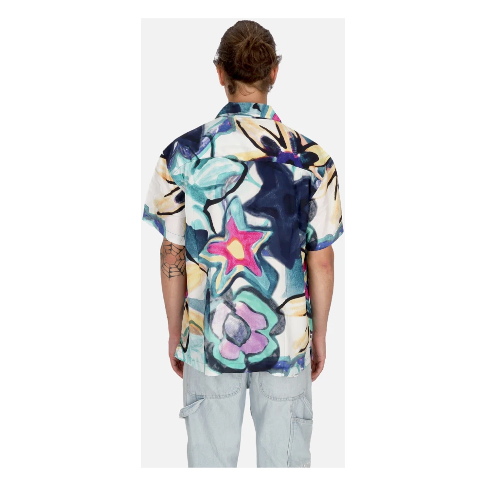 Obey Korte Mouw Camp Kraag Geweven Overhemd Multicolor Heren