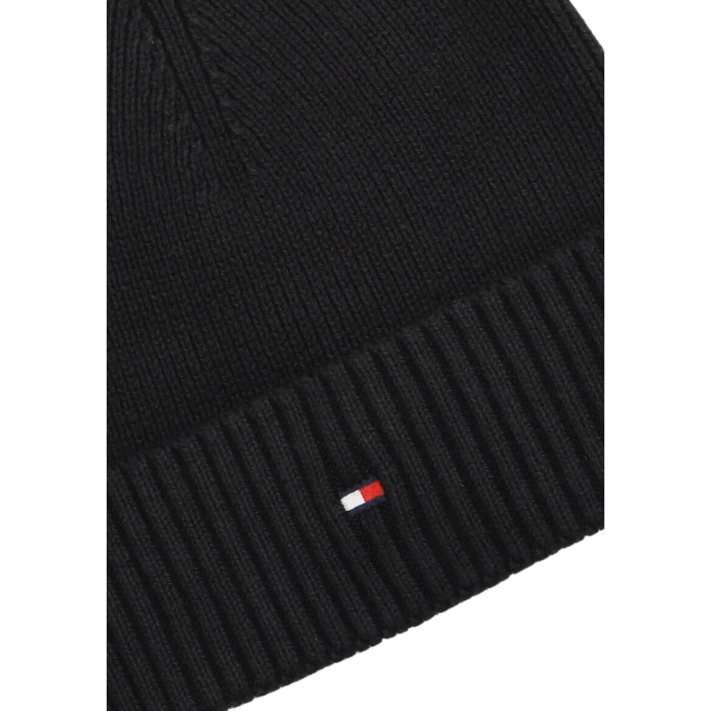 Tommy Hilfiger Zwarte Pima Katoen Vlag Beanie Black Heren
