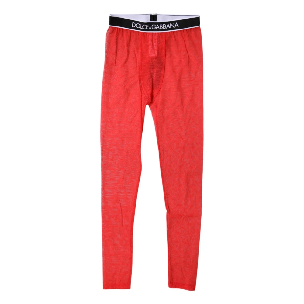Dolce & Gabbana Women's Red Logo Lace Tight Pants