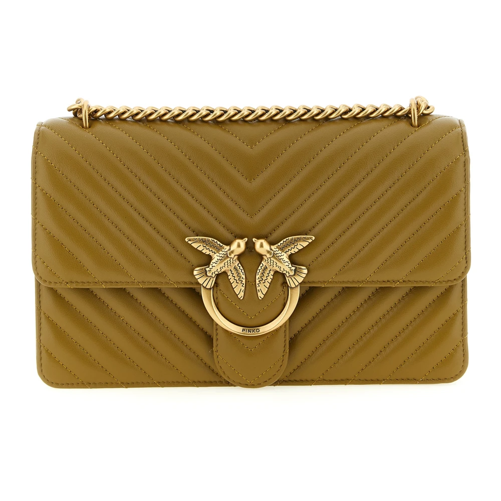 Pinko Women's Green Shoulder Bags, One Size, Love One Classic Quilted Nappa Leather Crossbody Bag