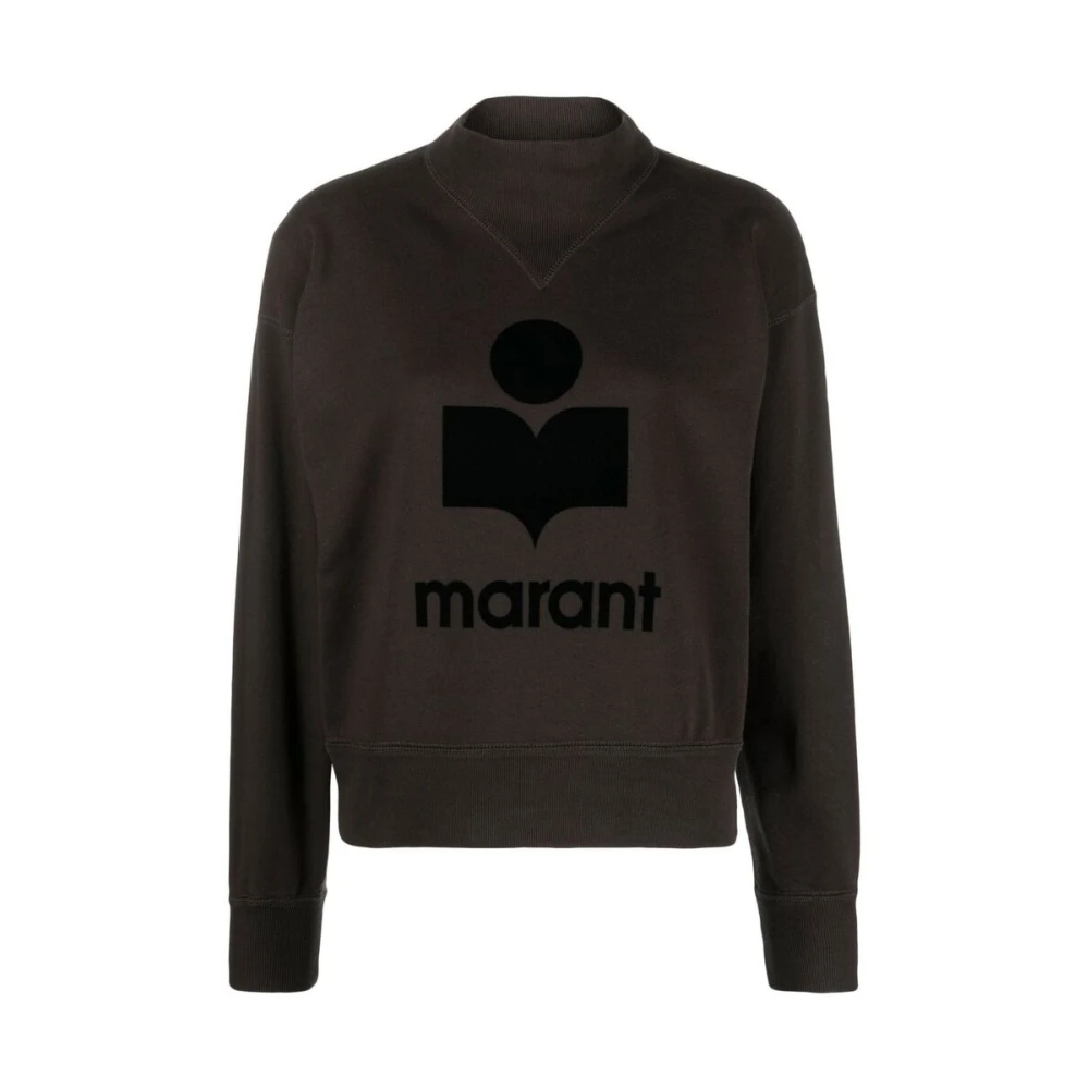 Isabel Marant Étoile Vervaagd Zwart Moby Logo Sweatshirt Brown Dames