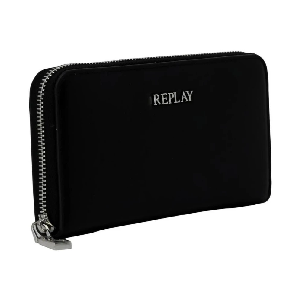 Replay Zwarte Effen Ritsportemonnee Vrouwen Black Dames