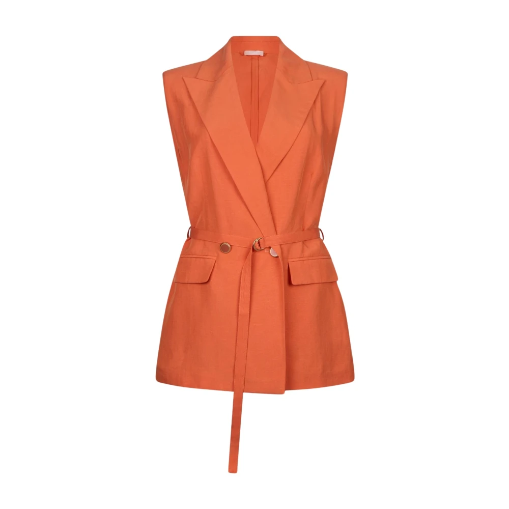 Liu Jo Women's Orange Waistcoats, M, Linen Blend Vest