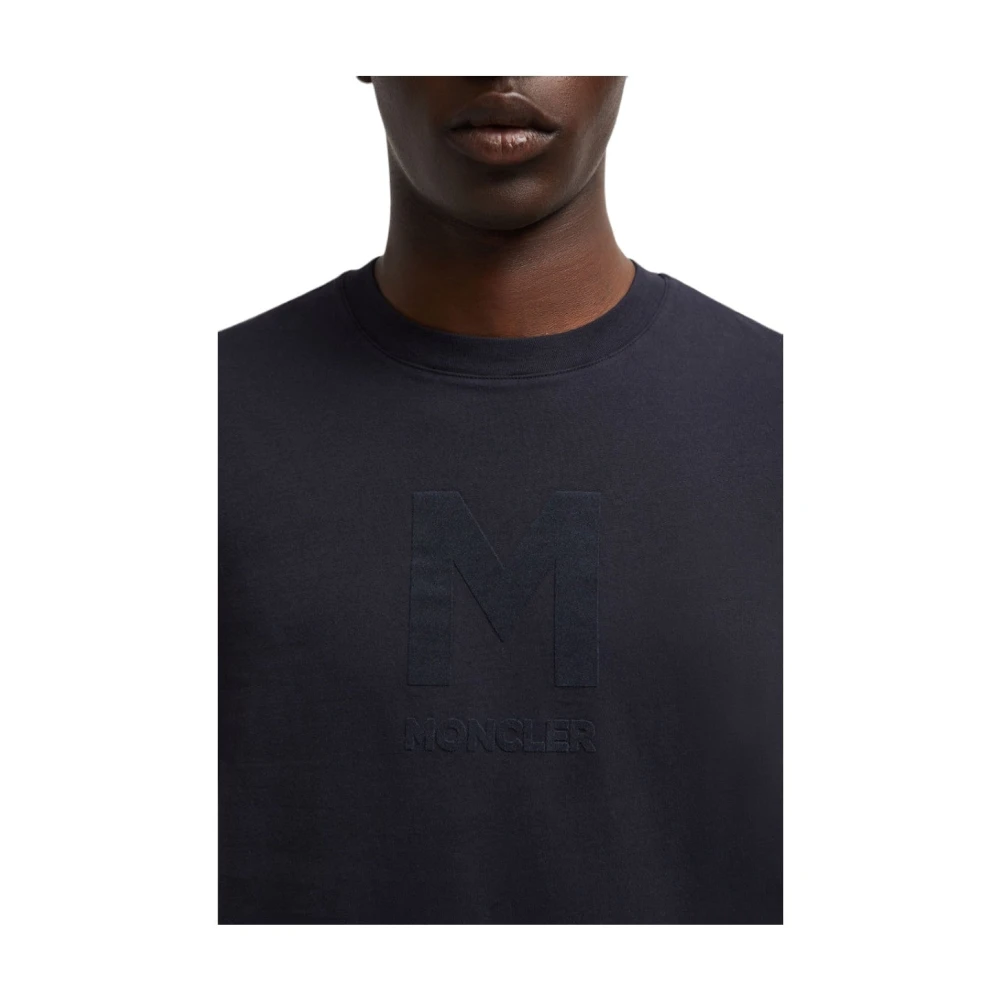 Moncler Navy Logo T-Shirt Casual Staple Blue Heren