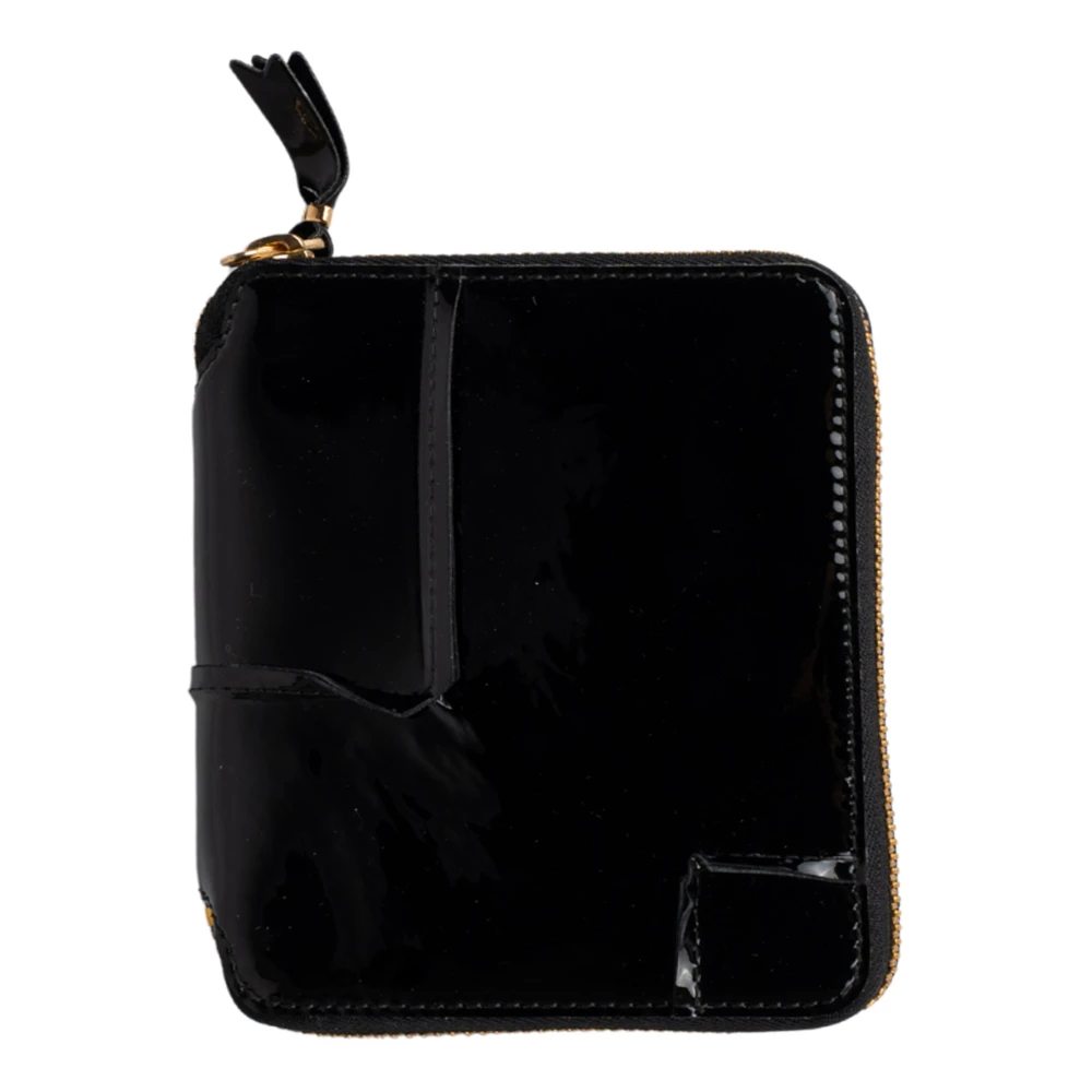 Comme des Garçons Zwarte Leren Reversed Hem Portemonnee Black Unisex