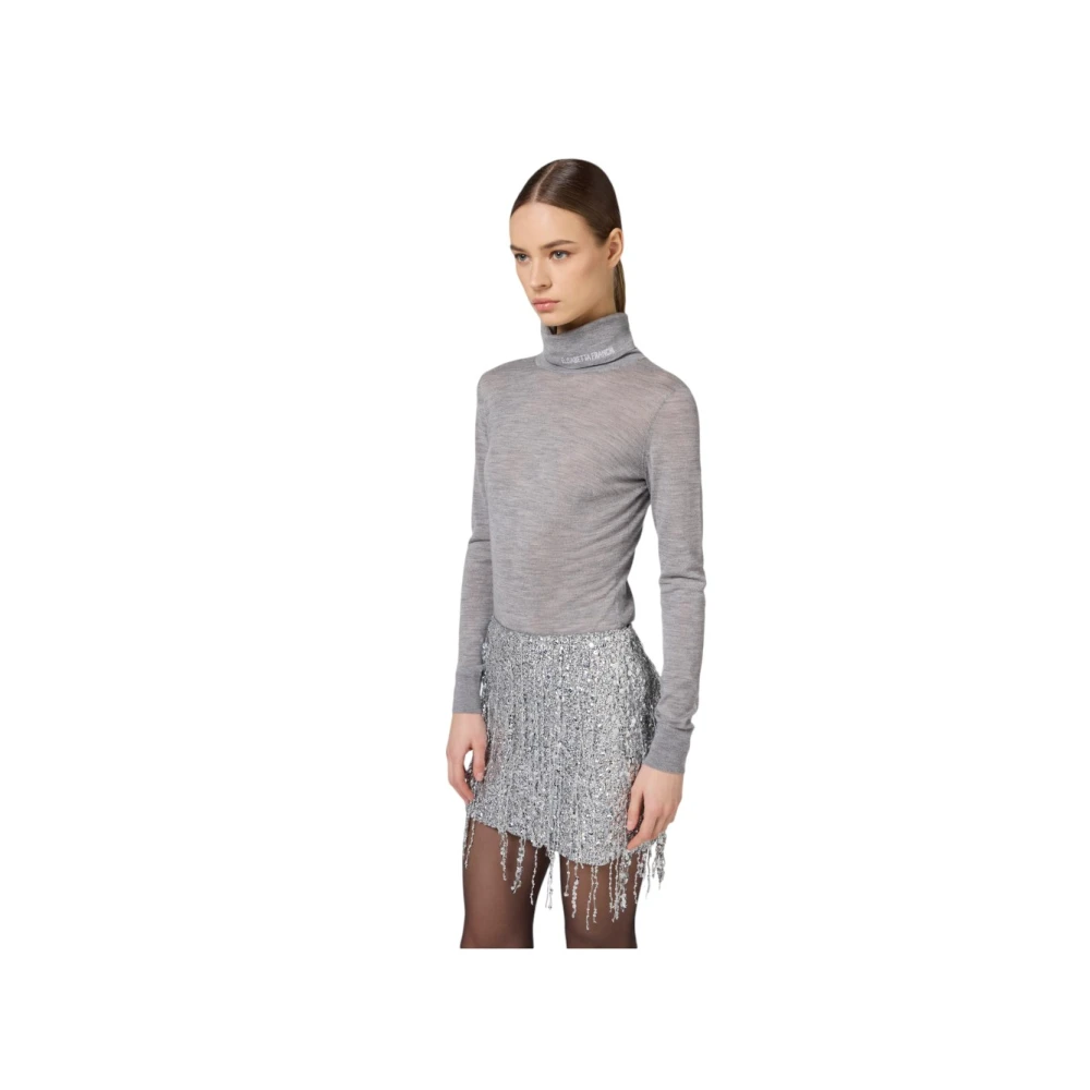 Elisabetta Franchi Stijlvolle Gebreide Top Gray Dames