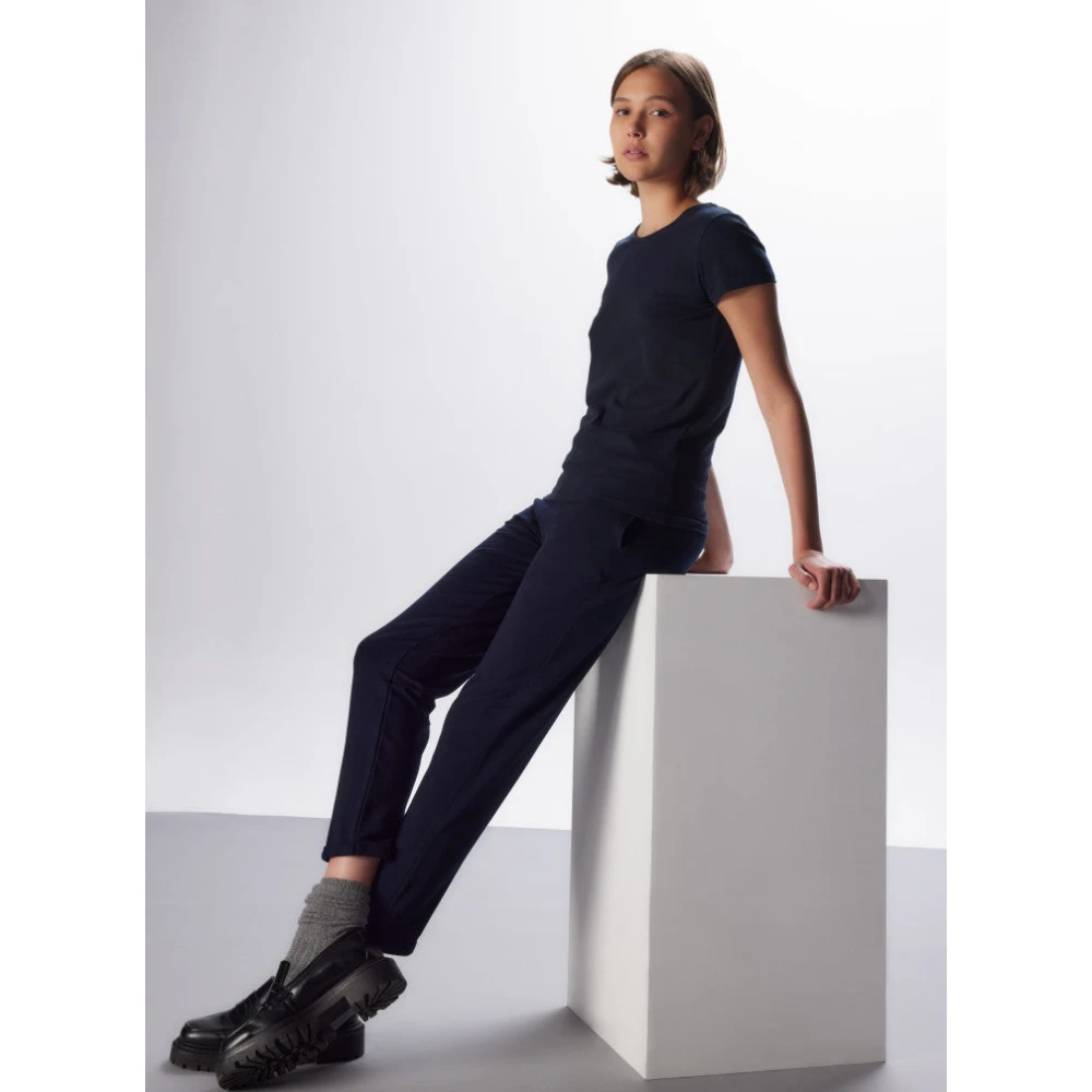 majestic filatures Navyblauw T-shirt van 100% katoen met korte mouwen Blue Dames