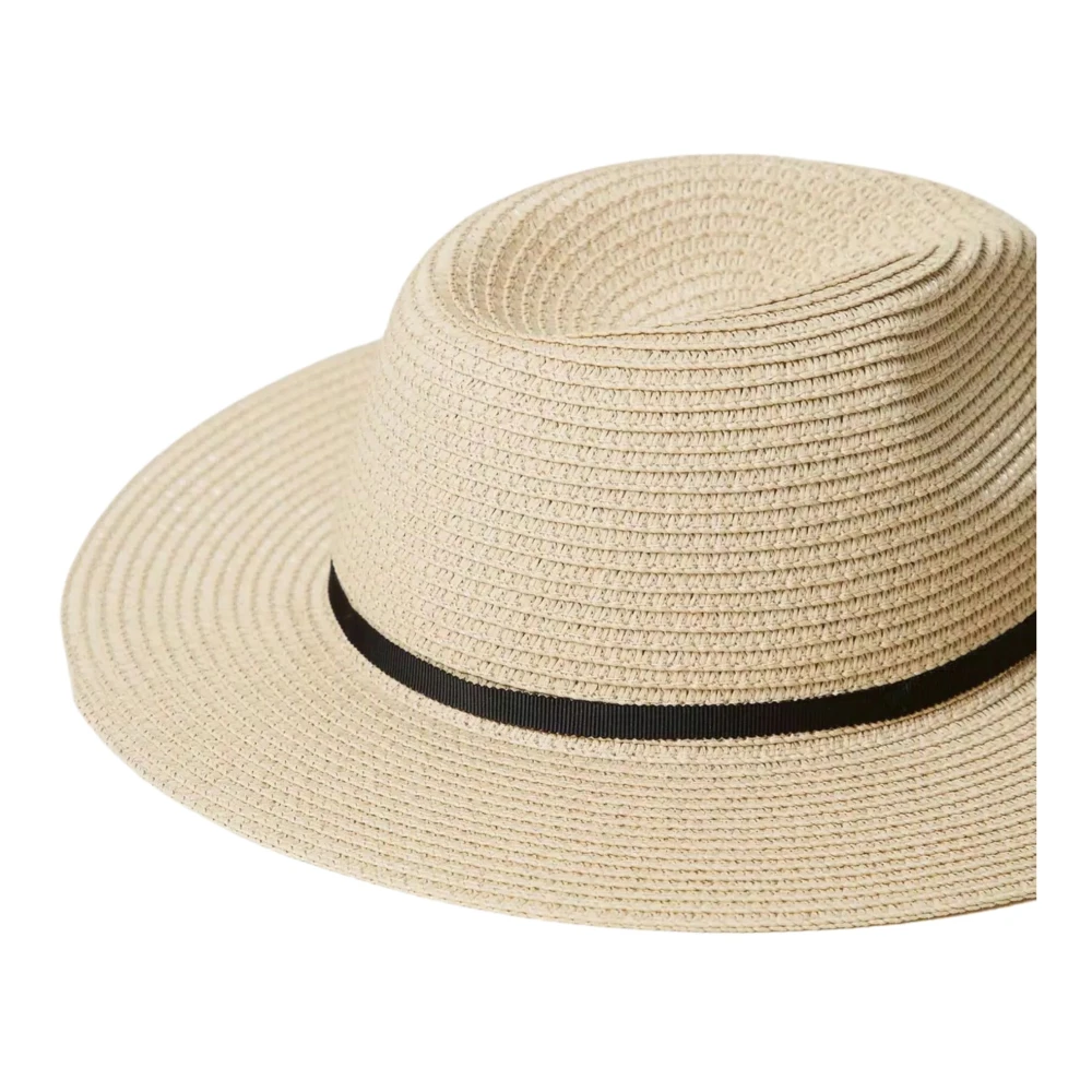 Twinset Strohoed met Grosgrain Lint Yellow Dames