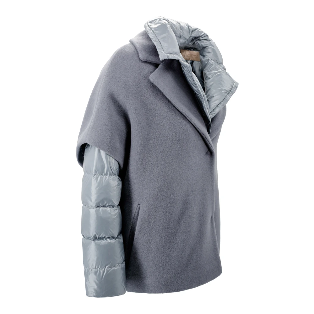 Herno Denim Wollen Jas Gelaagd Design Blue Dames