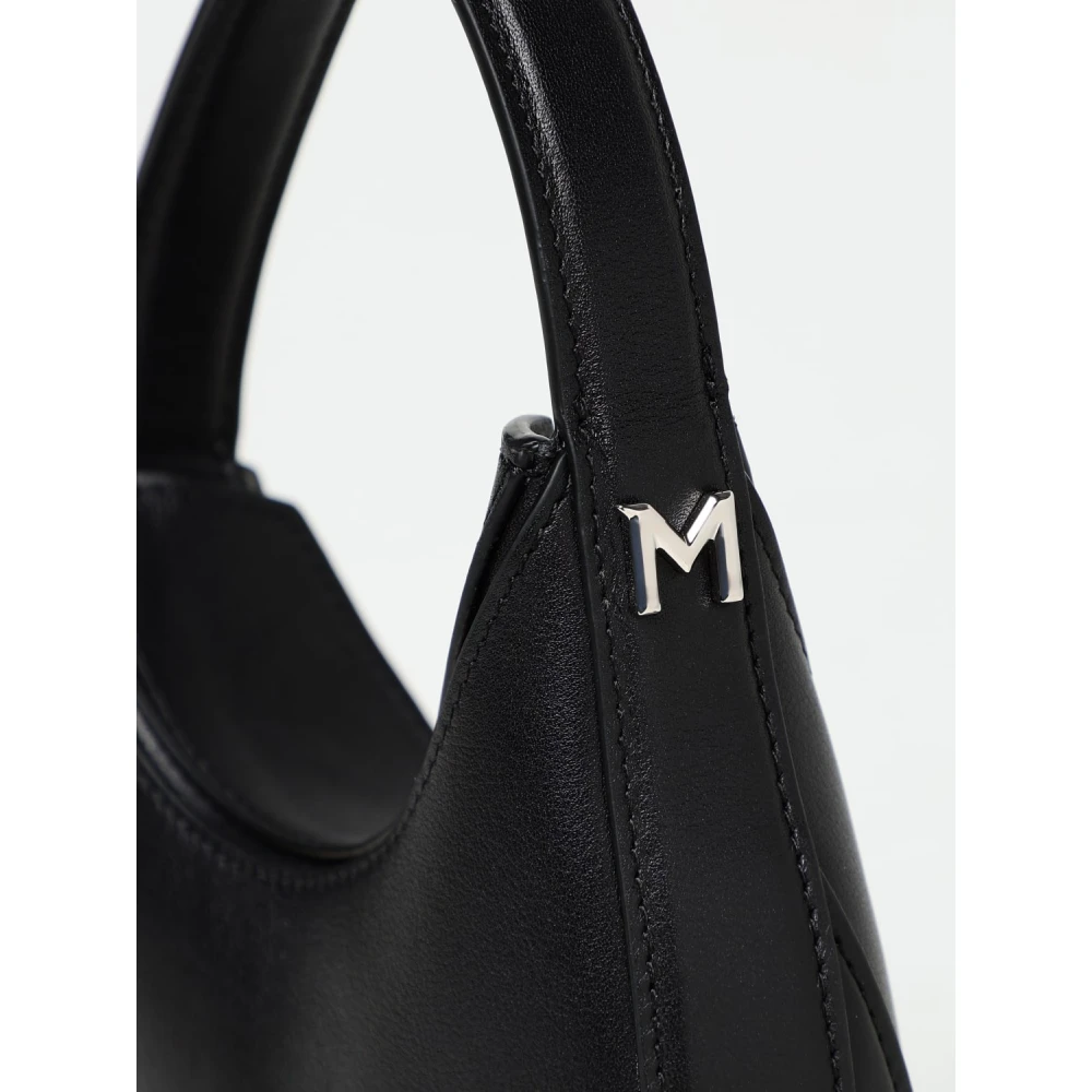 Mugler Zwarte Leren Mini Tas met Gebogen Randen Black Dames