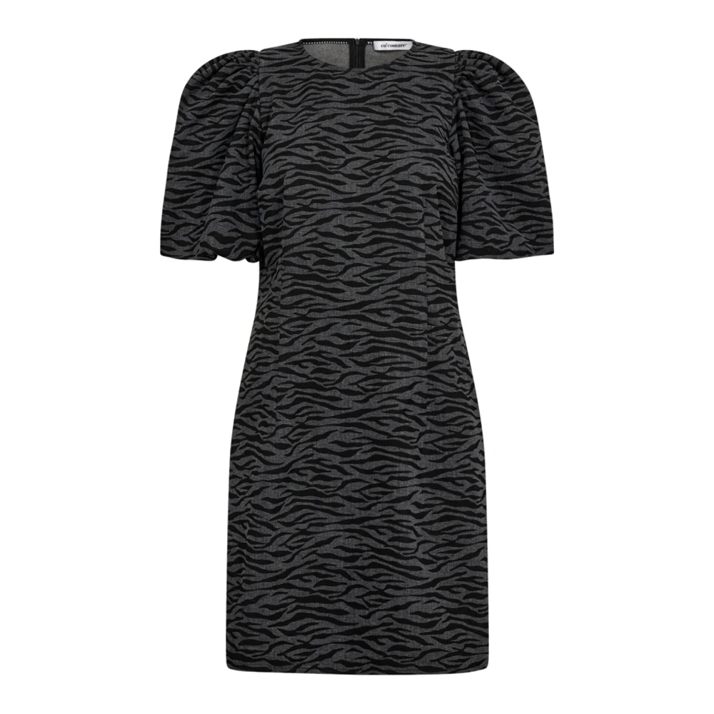 Co'Couture Zebracc Crop Puff Jurk Zwart Black Dames