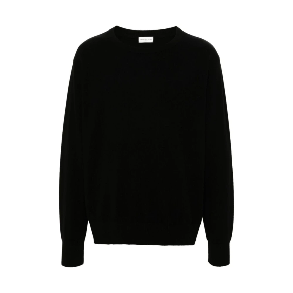 Dries Van Noten Zwarte Kasjmier Gebreide Trui Black Heren