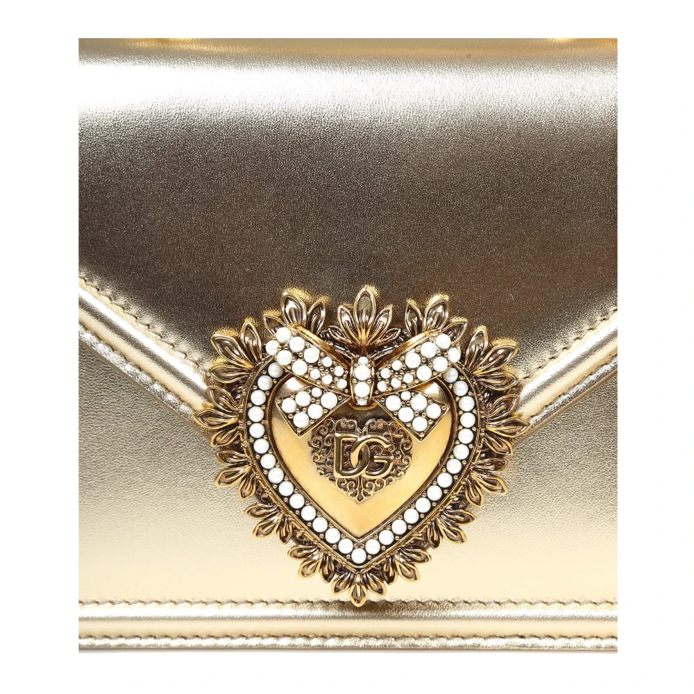 Dolce & Gabbana Gouden Nappa Devotion Handtas Yellow Dames