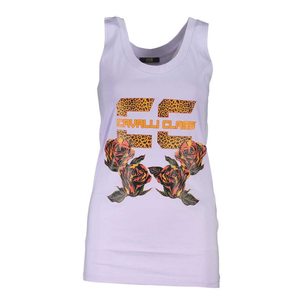 Cavalli Class Women's Purple Sleeveless Tops,, Stylish Logo Print Tank Top For Women Extra Small