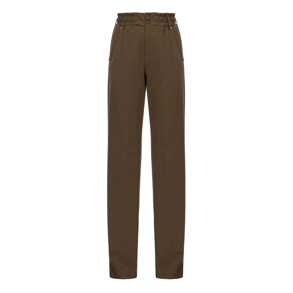 Pinko Hoge taille crepe broek met gerimpelde taille Brown Dames