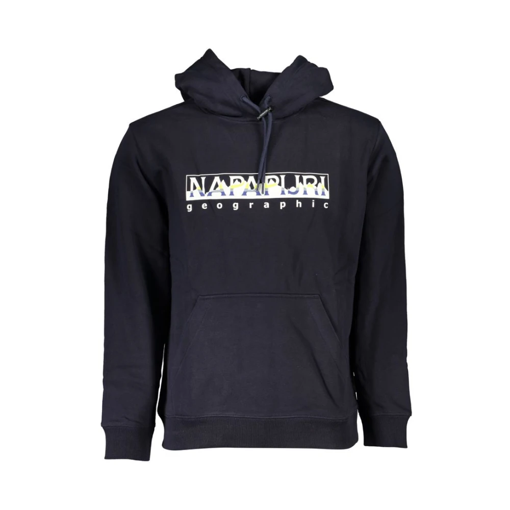 Napapijri Blauw Hooded Fleece Sweatshirt Loose Fit Blue Heren