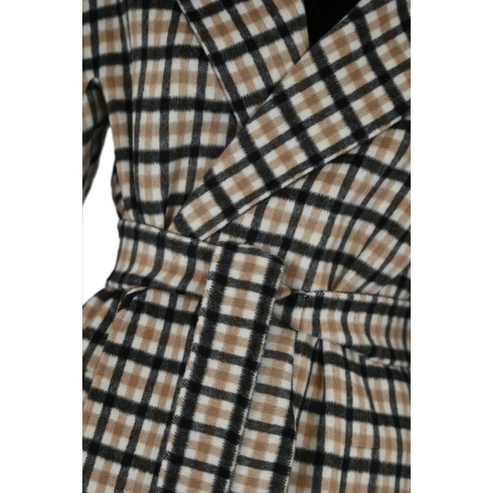 Max Mara Studio Korte wollen geruite jas Beige Dames