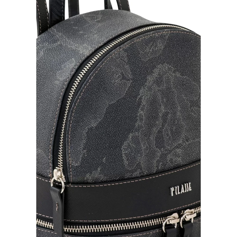 Alviero Martini 1a Classe Geo Black Kaartprint Rugzak met Logo Black Dames