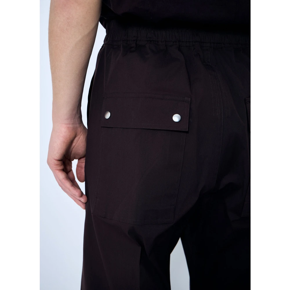 Rick Owens Stretch Wide Bela Broek met Zakken Brown Heren