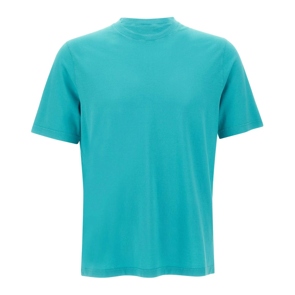 Filippo De Laurentiis Turquoise Katoenen T-shirt Ronde Hals Regular Fit Blue Heren