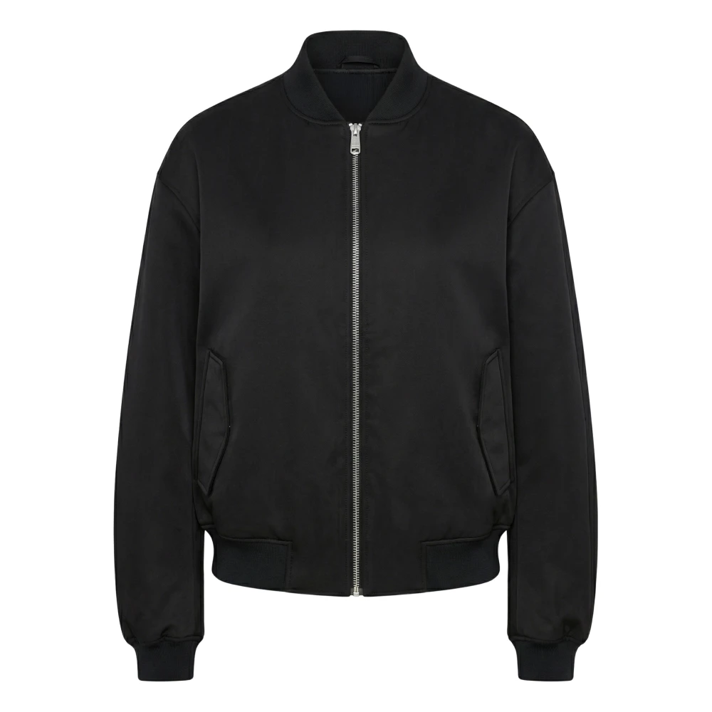 Calvin Klein Jeans Black Satin Bomber - Female - Bomber Jackets - Xs - Jackets