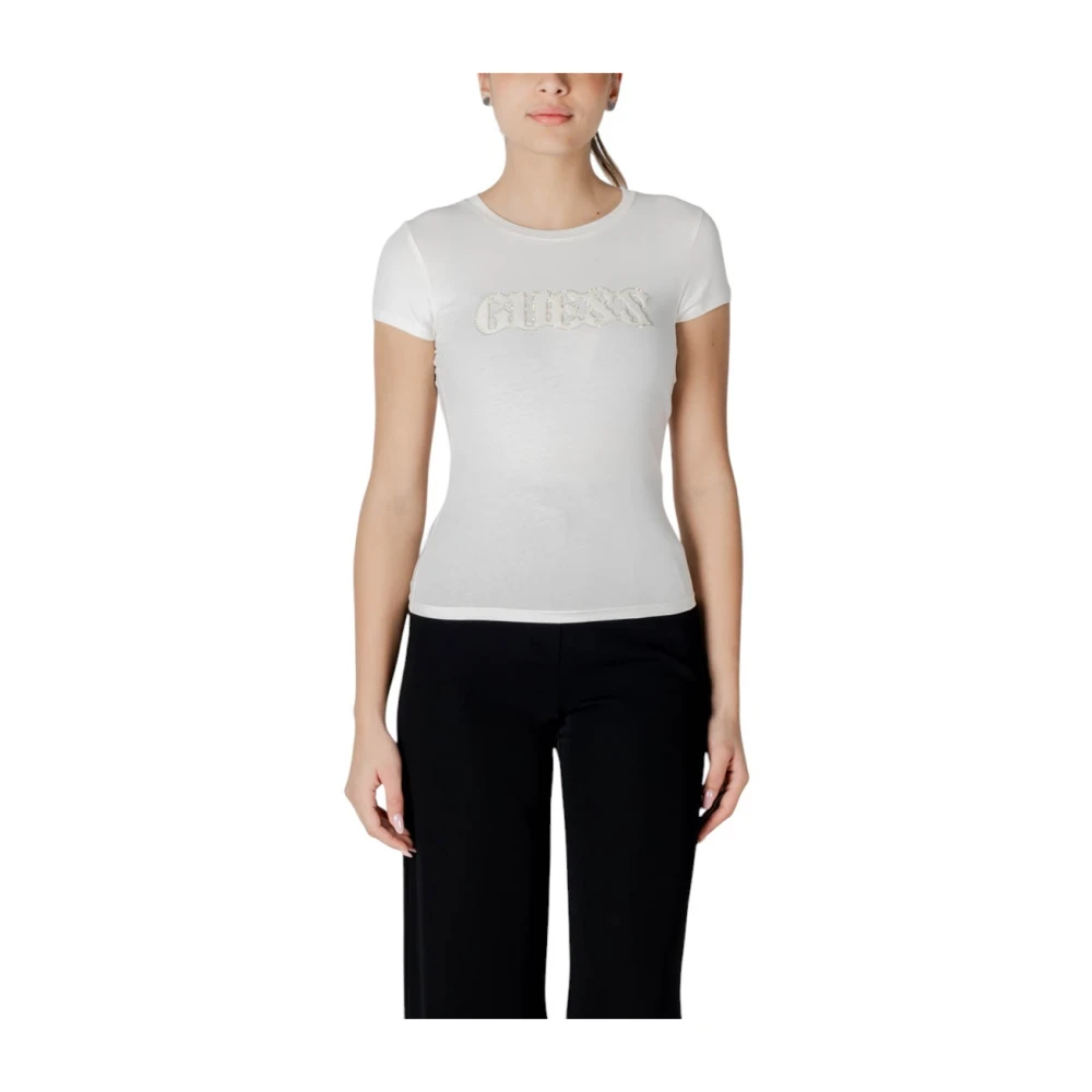 Guess Witte Katoenen T-shirt voor Vrouwen White Dames