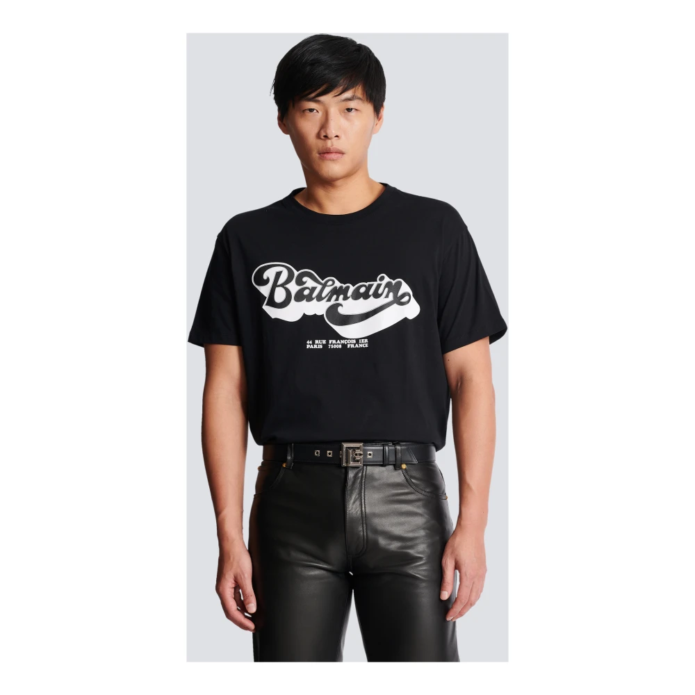 Balmain Leren PB Riem Black Heren
