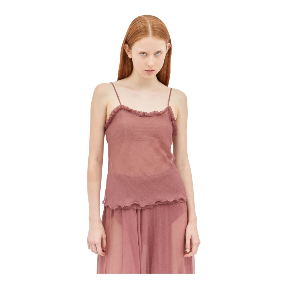 Chloé Tule Ruffled Camisole Top Pink Dames