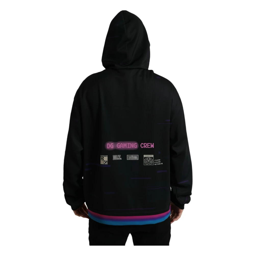 Dolce & Gabbana Elegante Grafische Hoodie Black Heren