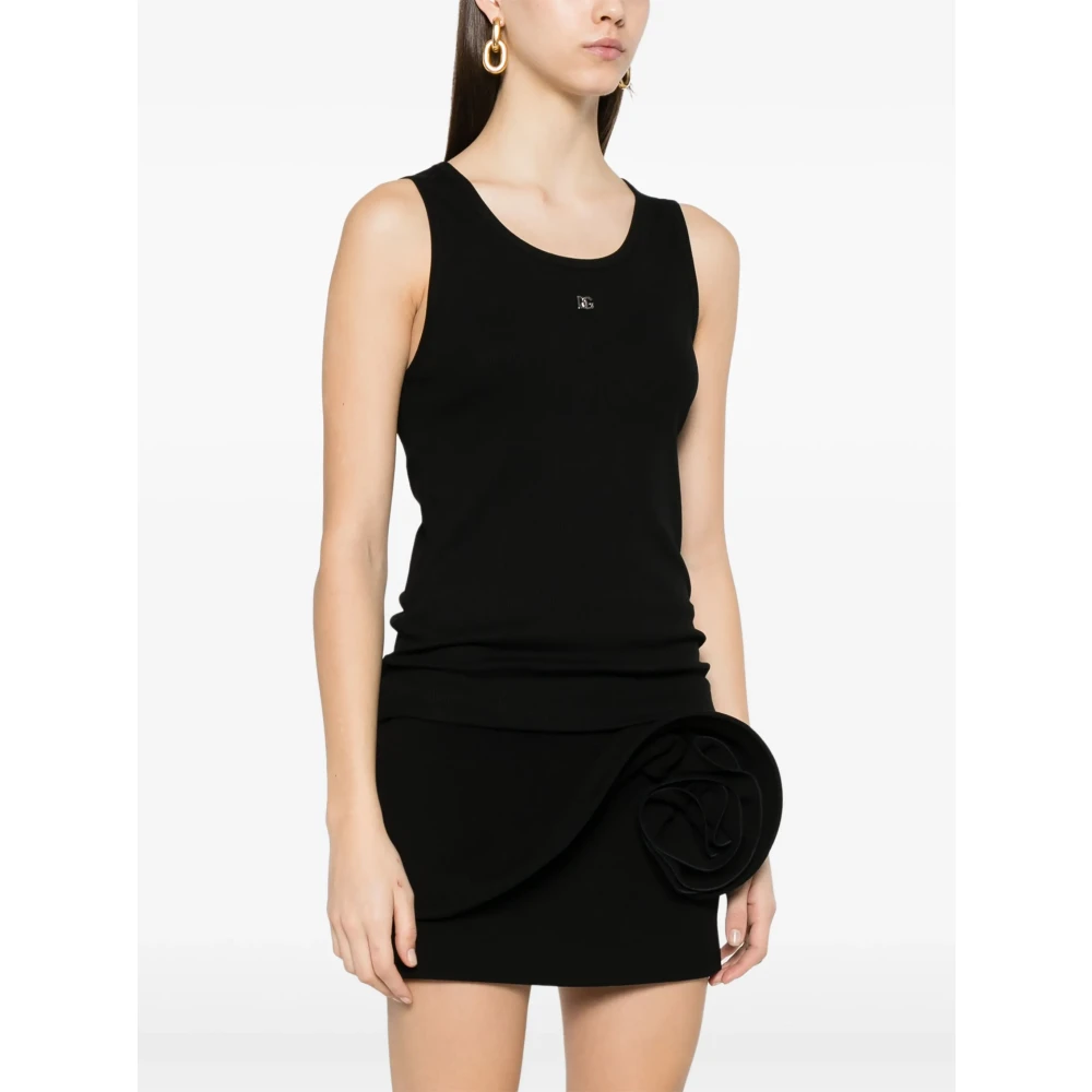 Dolce & Gabbana Zwarte Mouwloze Ronde Hals Shirt Black Dames