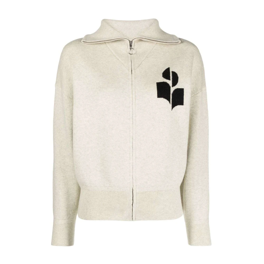 Isabel Marant Étoile Grijze Logo-Print Zip-Up Jumper Gray Dames