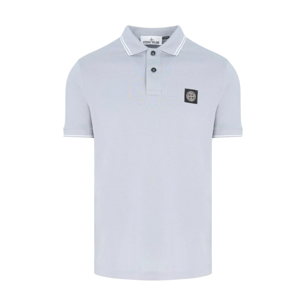 Stone Island Gray Polo Shirts, Male, Xl, Patch Logo Polo