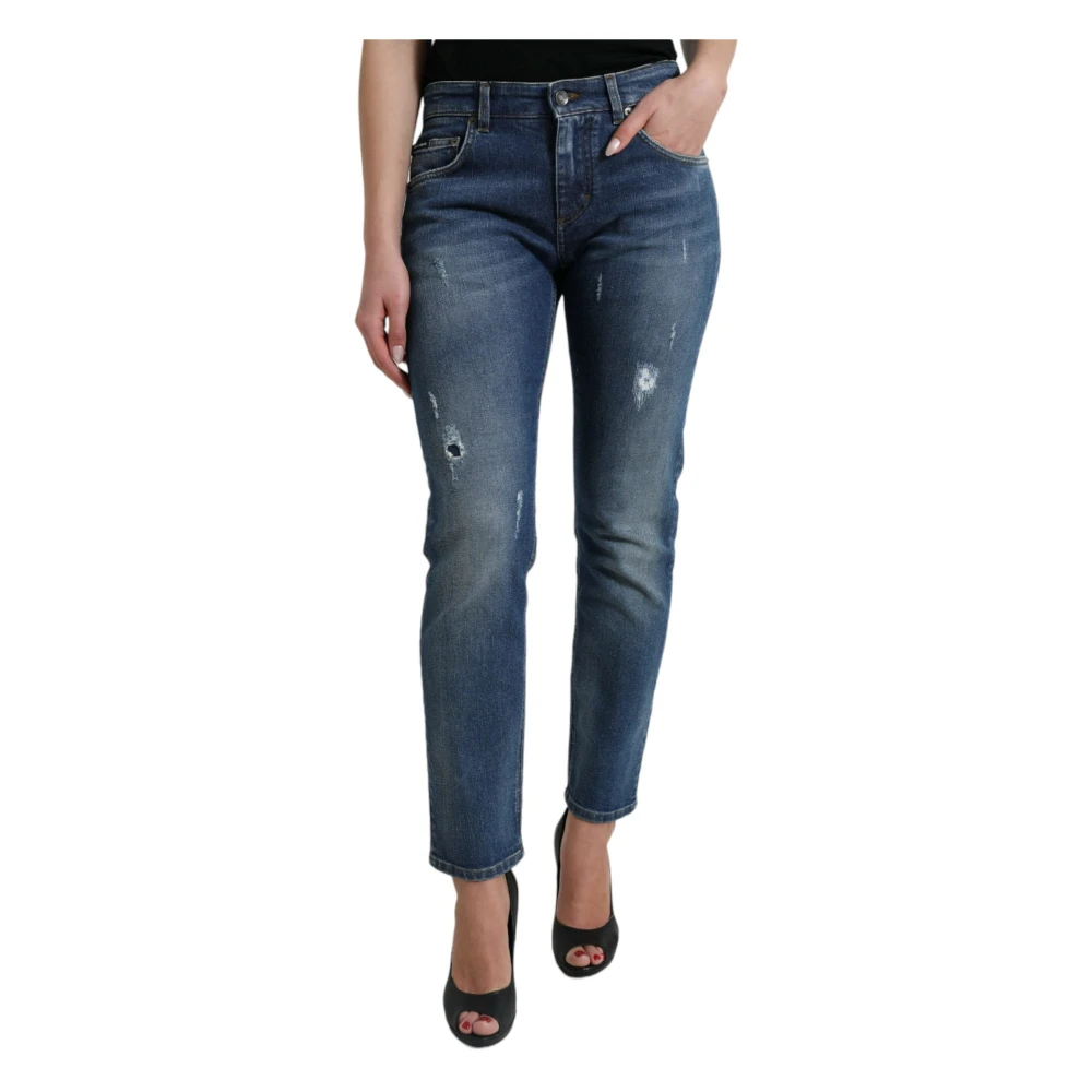 Dolce & Gabbana Women's Blue Chic Boyfriend Mid-Waist Stretch Jeans