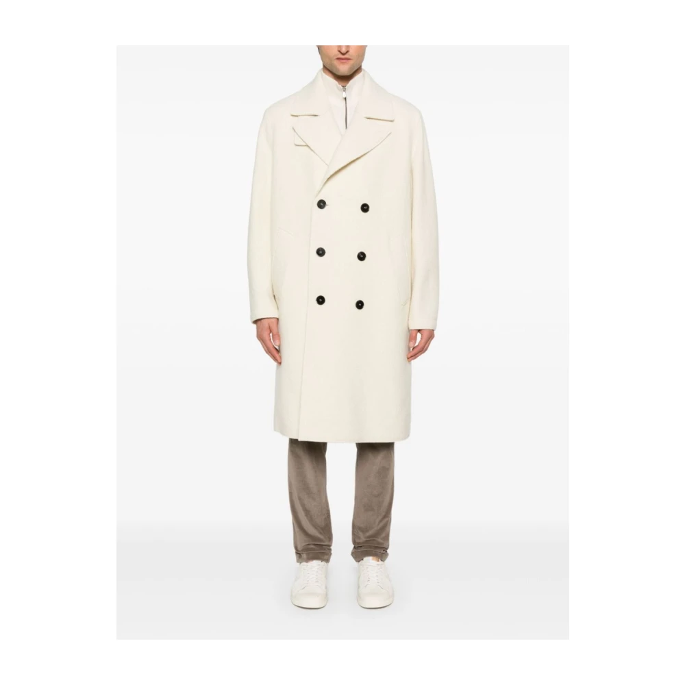Harris Wharf London Beige Wol Double-Breasted Jas Beige Heren