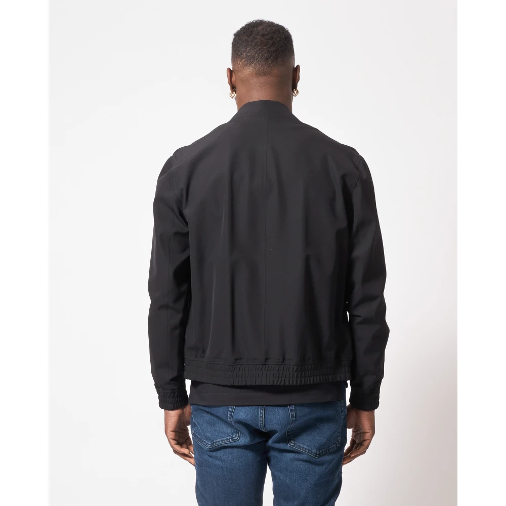 Hugo Boss Moderne Zwarte Jas met Magnetische Sluiting Black Heren