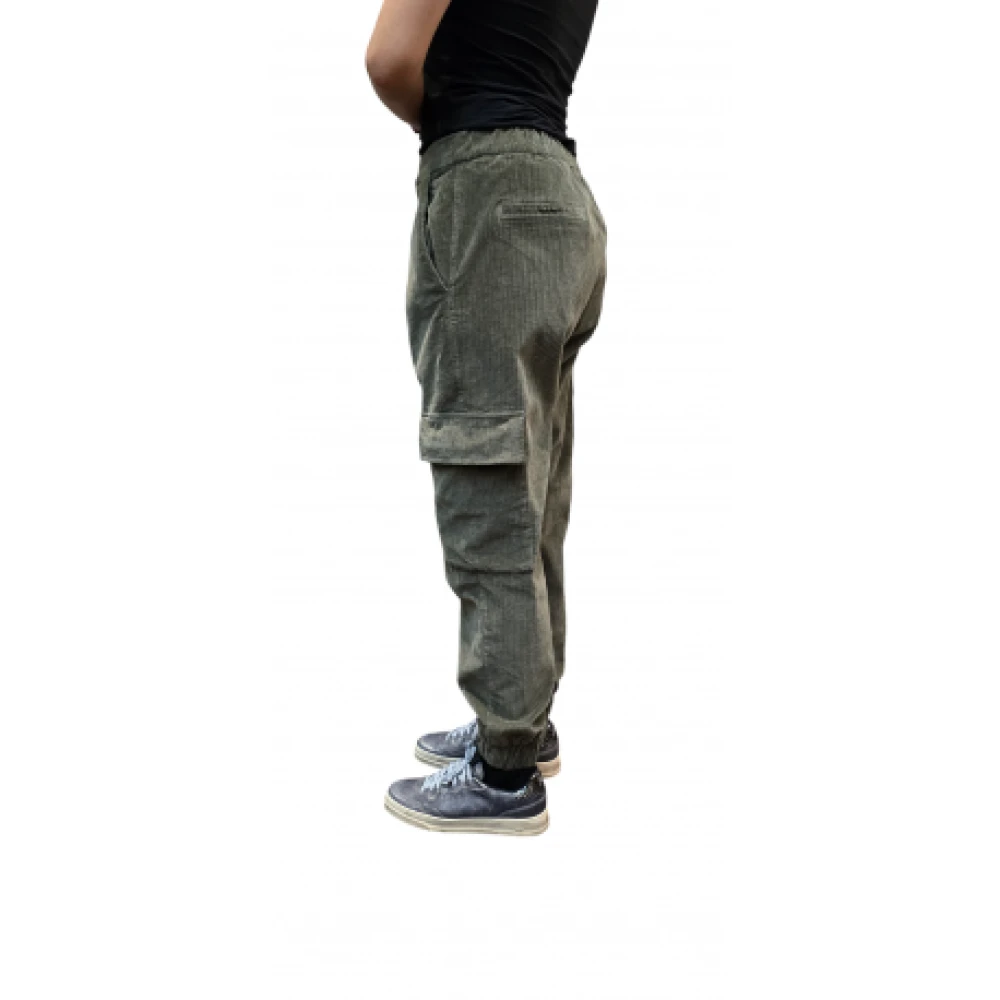 Mason's Khaki Corduroy Cargo Broek met Achterzakken Green Dames