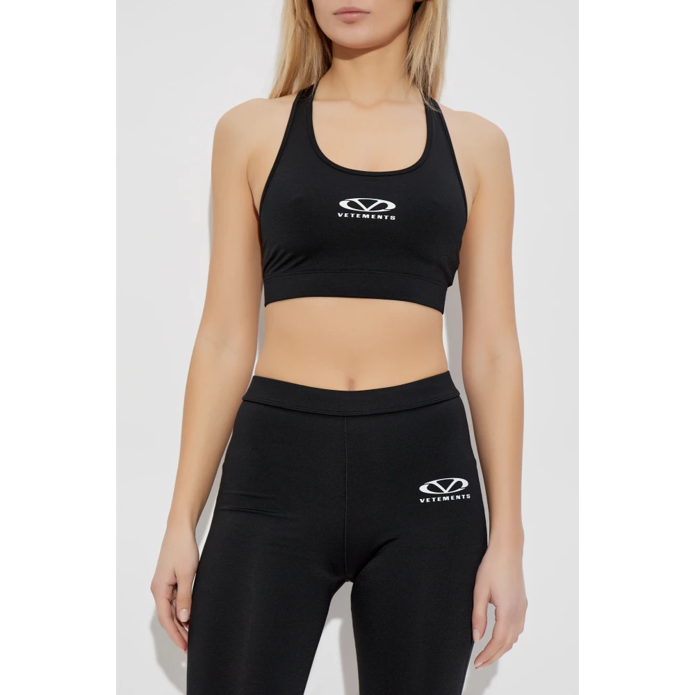 Vetements Top met bandjes voor training Black Dames