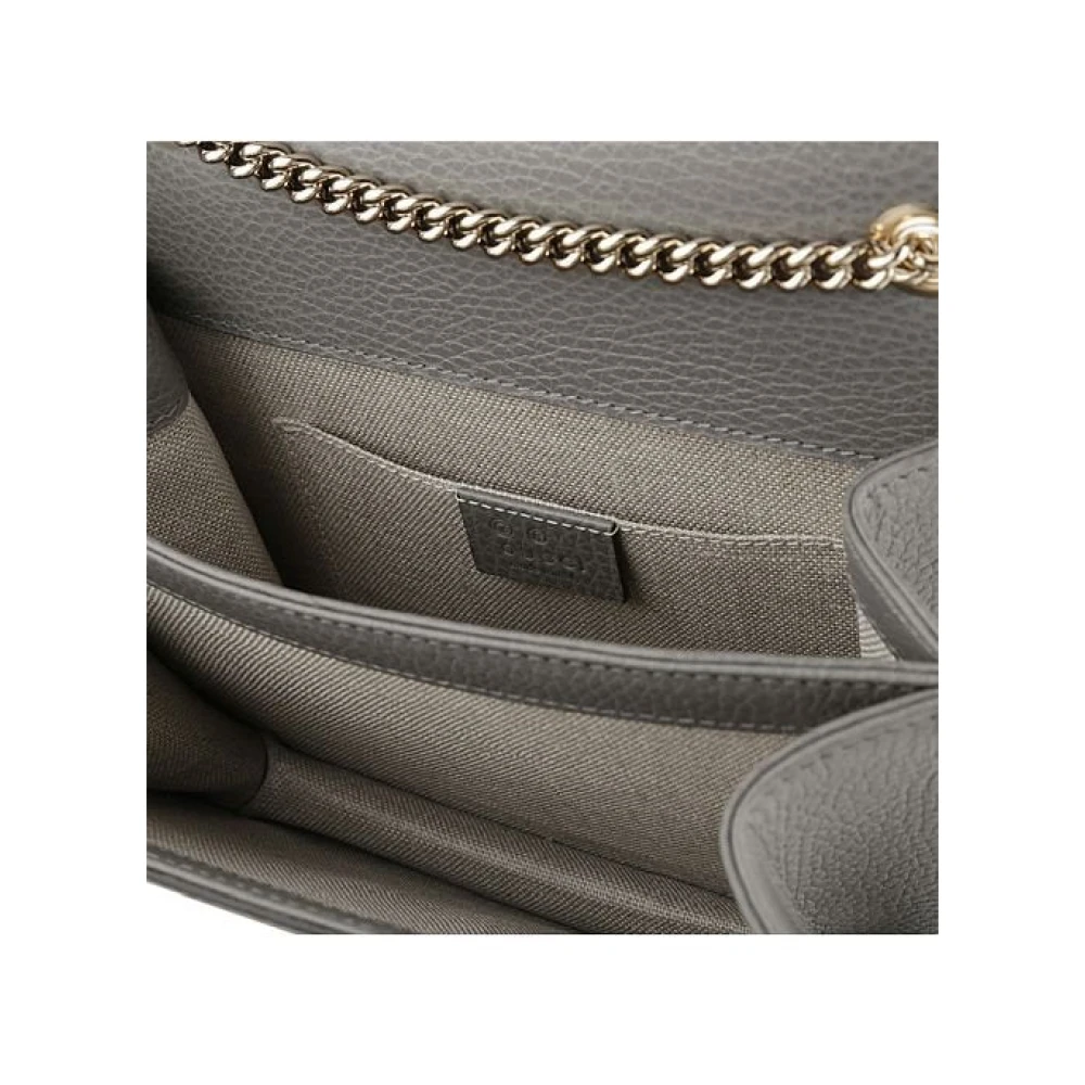 Gucci Grijze Leren Dames Handtas met Kettingriem Gray Dames